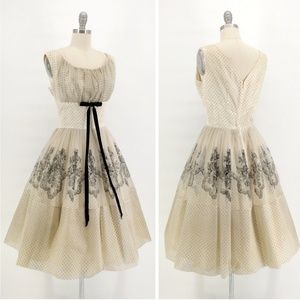 (SOLD) 1950's polka dot party dress